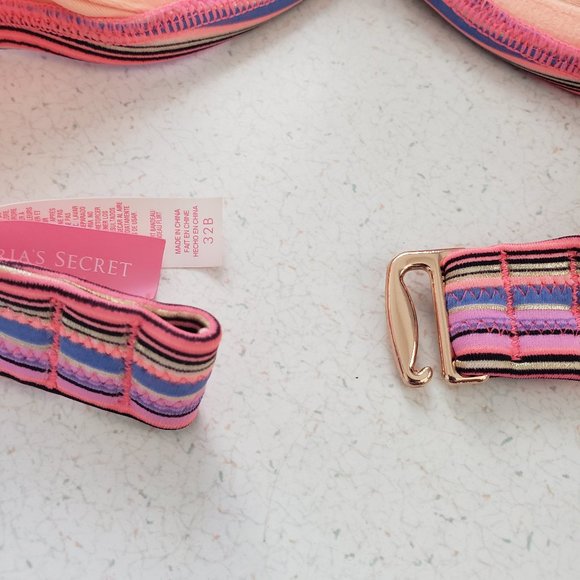 VICTORIA'S Secret Strapless Padded Stripe Bikini Swim Top SZ 32B - Picture 11 of 12